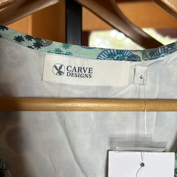 Carve Designs Vengeful Blue V-Neck Flutter Cap Sleeve Dress Sand Dollars Size 4 - Picture 2 of 11